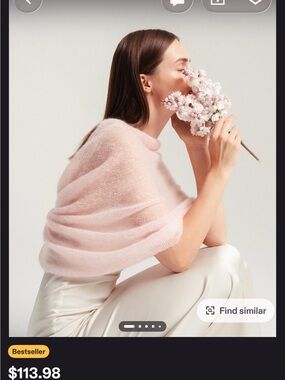 Soft off-white Women's Angora Blend Wrap Sweater